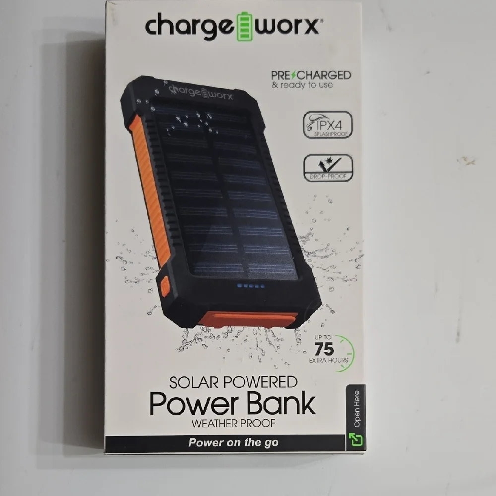 Chargeworx Solar Power Bank with Orange Accents